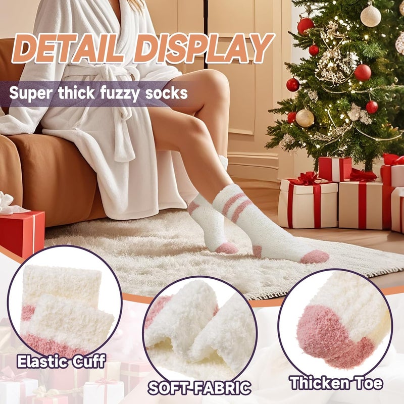 AMENLAN Store Women Fuzzy Slipper Socks Winter Microfiber Soft Cozy Plush Fluffy Socks Warm Comfy Thermal Home Sleeping Socks - Image 3